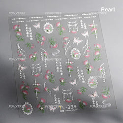 Pretty White Butterfly Flower Wreath Love Heart Crown Corsage Corolla Garland Delicate Adhesive Nail Art Sticker Manicure Decals (ONLINE ORDER ONLY)