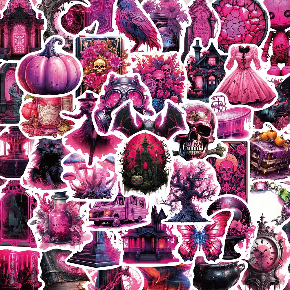 10/30/50PCS Horror Dark Purple Stickers Cool Graffiti Toys Waterproof Skateboard Phone Bike Skateboard Laptop Helmet Decals Gift (Online Order Only)