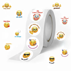 500Pcs/Roll Cartoon Funny Smile Face Expression Reward Stickers 10 Designs Round For PC Pad Fridge Gift Diy Decor Sticker (Online Order Only)