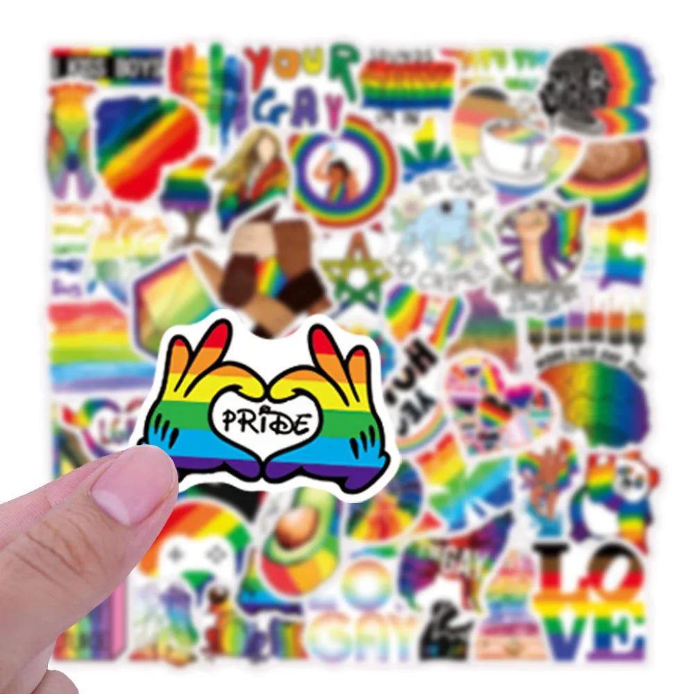 10/30/50PCS Rainbow LGBT Gay Pride Stickers DIY Skateboard Phone Laptop Luggage Suitcase Car Bike Wall Decals Sticker Toys Gift (ONLINE ORDER ONLY)
