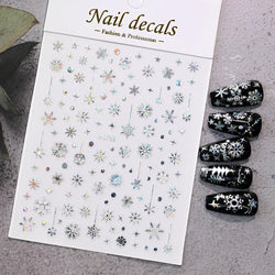 3D Gold Glitter Snowflake Nail Sticker Winter Reflective Elk Star Balloon Christmas Tree Foil Xmas New Year Decal Tips Decoratio (ONLINE ORDER ONLY)