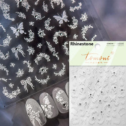 Chic Halo Dyeing Zebra Stripes Tender Black White Line Design Crescent Moon Arc Adhesive Nail Art Sticker Relief Manicure Decals (Online Order Only)