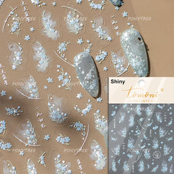 European Garden Angel Wing White Rose Flower Bed Vase Lace Bowknot Statue Adhesive Nail Art Decoration Sticker Manicure Decals (ONLINE ORDER ONLY)