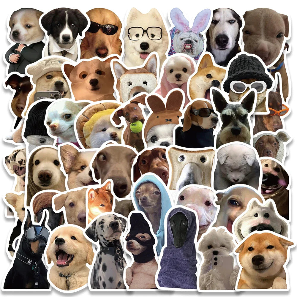 50pcs Funny Animals Dogs Meme Stickers For Luggage Guitar Phone Skateboard Vinyl Waterproof Graffiti Laptop Decals (ONLINE ORDER ONLY)
