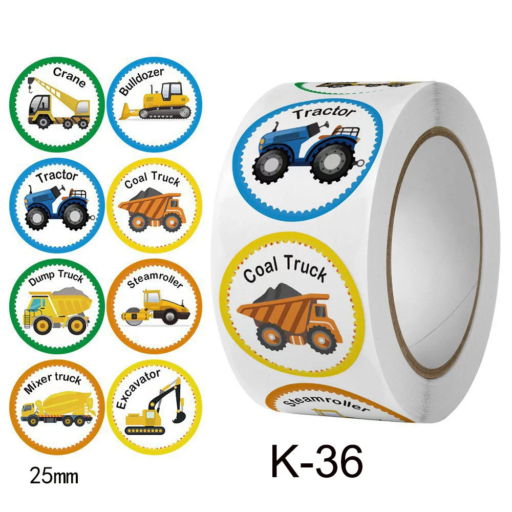 100/500pc Kids Sticker Train Bus Sticker Cute Transportation Cars Encouragement Student Children Reward Label Stationery Sticker (ONLINE ORDER ONLY)