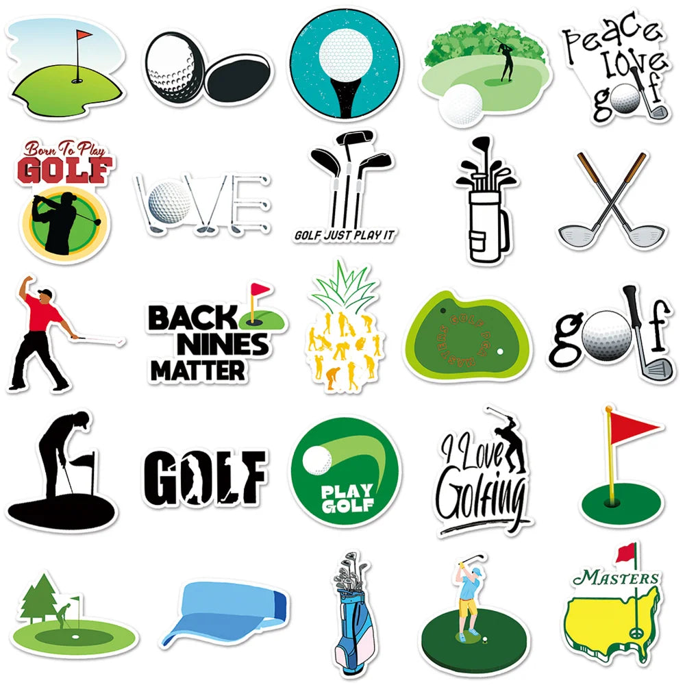 10/50Pcs Cartoon Golf Sport Graffiti Stickers Laptop Fridge DIY Guitar Luggage Phone Decals Sticker Kid Toy Gift (ONLINE ORDER ONLY)