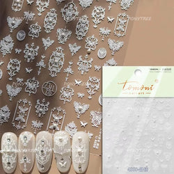 Blue Purple Tulip Flower Butterfly Garden Blossom Floral Charming Delicate 5D Relief Adhesive Nail Art Stickers Manicure Decals (ONLINE ORDER ONLY)