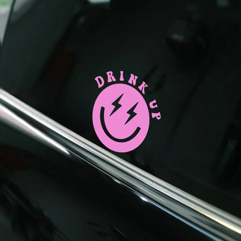 “DRINK UP” Smile face Stickers,High quality sticker for cars trucks motorcycles &laptops! (ONLINE ORDER ONLY)