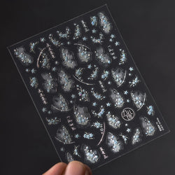 Hazy Feeling Bluestar-Amsonia Hubristic Blue Star Flower Floral Print 5D Soft Embossed Adhesive Nail Art Sticker Manicure Decals (ONLINE ORDER ONLY)