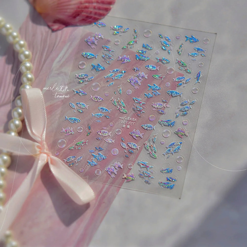 Deep Sea Animal Fish Shoal of Fish Whale Coral Dolphin Summer Beach Cute Jellyfish Bubble Bathyal Fauna Nail Art Stickers Decals (ONLINE ORDER ONLY)