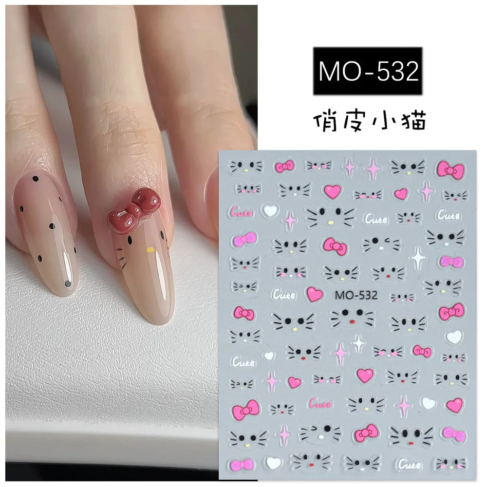 Lovely Cartoon Halo Dyeing Cat Bowkbot Paw Kitten Star Love Charming Self Adhesive Nail Art Sticker Cute Animals Manicure Decal (ONLINE ORDER ONLY)