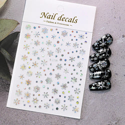 3D Gold Glitter Snowflake Nail Sticker Winter Reflective Elk Star Balloon Christmas Tree Foil Xmas New Year Decal Tips Decoratio (ONLINE ORDER ONLY)