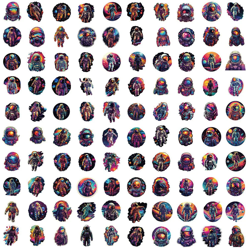 10/30/50/100pcs Cartoon Outer Space Astronaut Graffiti Stickers Decals Kid Toy Laptop Notebook Phone Suitcase Decoration Sticker (Online Order Only)