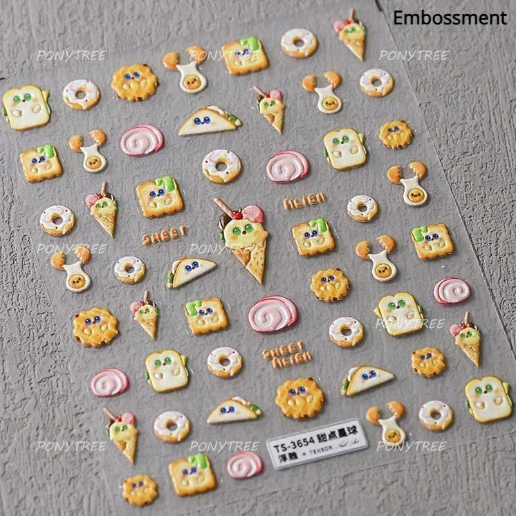 Colored Shiny Jelly Claw Paw Pudding Dessert Cherry Bowknot Cake Bow Tie Drink Food Love Heart Nail Art Sticker Manicure Decal (ONLINE ORDER ONLY)