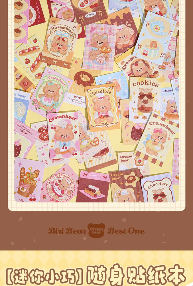 50piece/book Retro Cute Cream Bear Sticker for Phone Camera Journal Postcard DIY Kawaii Decoration Sticker Gift (ONLINE ORDER ONLY)