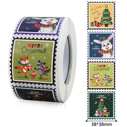 50-500Pcs 3.8cm Merry Christmas Stickers Square Christmas Tree Holiday Adhesive Labels For Cards Present Envelopes Seal Box Bag (ONLINE ORDER ONLY)