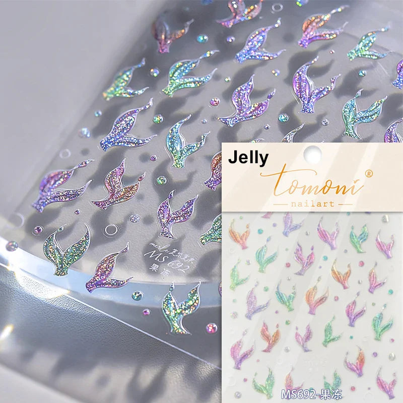 Hot Stamping Romantic White Gold Snowflakes Hexagon Winter 3D Self Adhesive Nail Art Stickers Shiny Rhinestone Manicure Decals (Online Order Only)