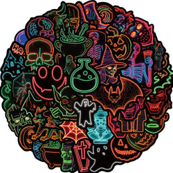 10/30/50PCS Cool Horror Monster Neon Light Stickers Graffiti Halloween Decoration Wall Decal DIY Luggage Phone Laptop Bike Toys (ONLINE ORDER ONLY)