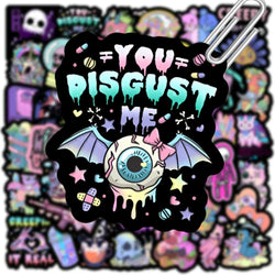 10/30/50pcs Cute Dark Horror Gothic Halloween Cartoon Stickers Aesthetic Decal Luggage Skateboard Car Laptop Waterproof Sticker (ONLINE ORDER ONLY)