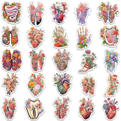 50pcs Colorful Cartoon Flowers Skull Human Organs Graffiti Stickers For Laptop Phone Guitar Luggage Waterproof Vinyl Decals (ONLINE ORDER ONLY)