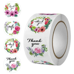 100-500PCS seals stickers Thank You Stickers for Business New Small Merci Roll Sticker Packaging Sticker Flower Rolling Label (ONLINE ORDER ONLY)