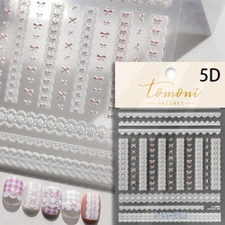 Geometric French Style Colorful Square Grid Rhombus Line Stripe Bowknot 3D Self Adhesive Nail Art Stickers Shiny Manicure Decals (ONLINE ORDER ONLY)