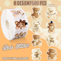 100-500pcs Cartoon Bear Animals Stickers Reward Stickers Decoration Gift Box Crafts Sticker Label Stationery (ONLINE ORDER ONLY)