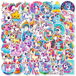 10/50pcs Cute Cartoon Rainbow Unicorn Stickers Kawaii Decals DIY Scrapbooking Laptop Travel Luggage Wall Car Decoration Sticker (ONLINE ORDER ONLY)