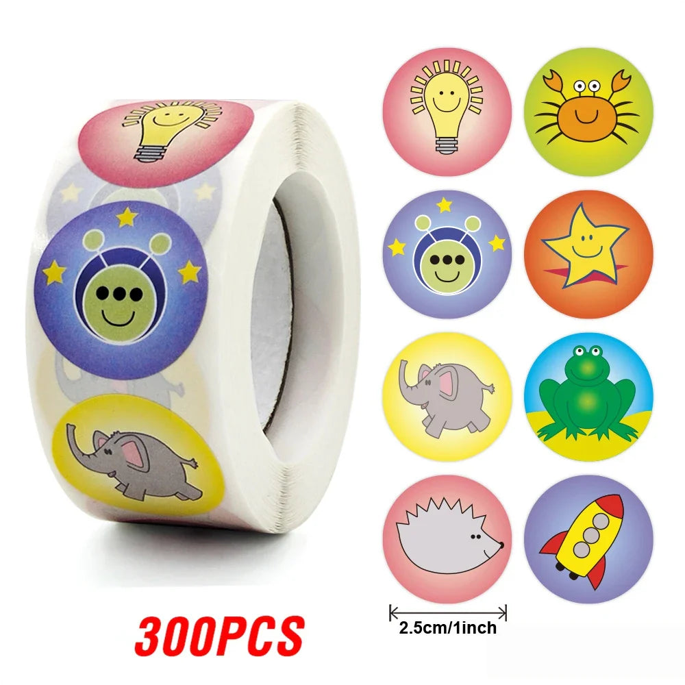 100-500pcs Cute Sticker for Kids Animals Face Reward Sticker for Classroom Teacher Supplies Motivational Scrapbooking (ONLINE ORDER ONLY)