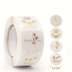 100-500Pcs Gold Foil Thank You Stickers for Gift Card Box Package Party Wrapping Decorate Baking Food Small Business 1Inch/2.5CM (ONLINE ORDER ONLY)