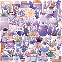 10/30/50PCS Purple Lavender PVC Sticker Aesthetic Children's Decoration Scrapbooking Korean Stationery School Supplies for Kids (ONLINE ORDER ONLY)
