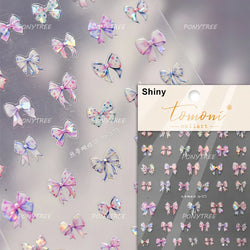 Colourful Grid Bowknot Charming Silk Ribbon Tie Chic 5D Self Adhesive Nail Art Sticker Sparkle Crystal Rhinestone Manicure Decal (ONLINE ORDER ONLY)