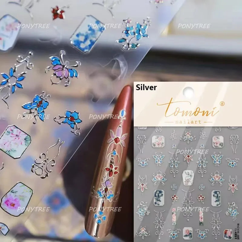 Baroque Figure Flower Totem Geometric Star Love Heart Hot Stamping Embossed Relief Self Adhesive Nail Art Sticker Manicure Decal (ONLINE ORDER ONLY)