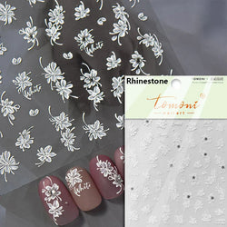 Dried Flowers Rose Butterfly Love Heart Golden Stroke Flying Crane Silver Adhesive Nail Art Stickers Rhinestone Manicure Decals (ONLINE ORDER ONLY)