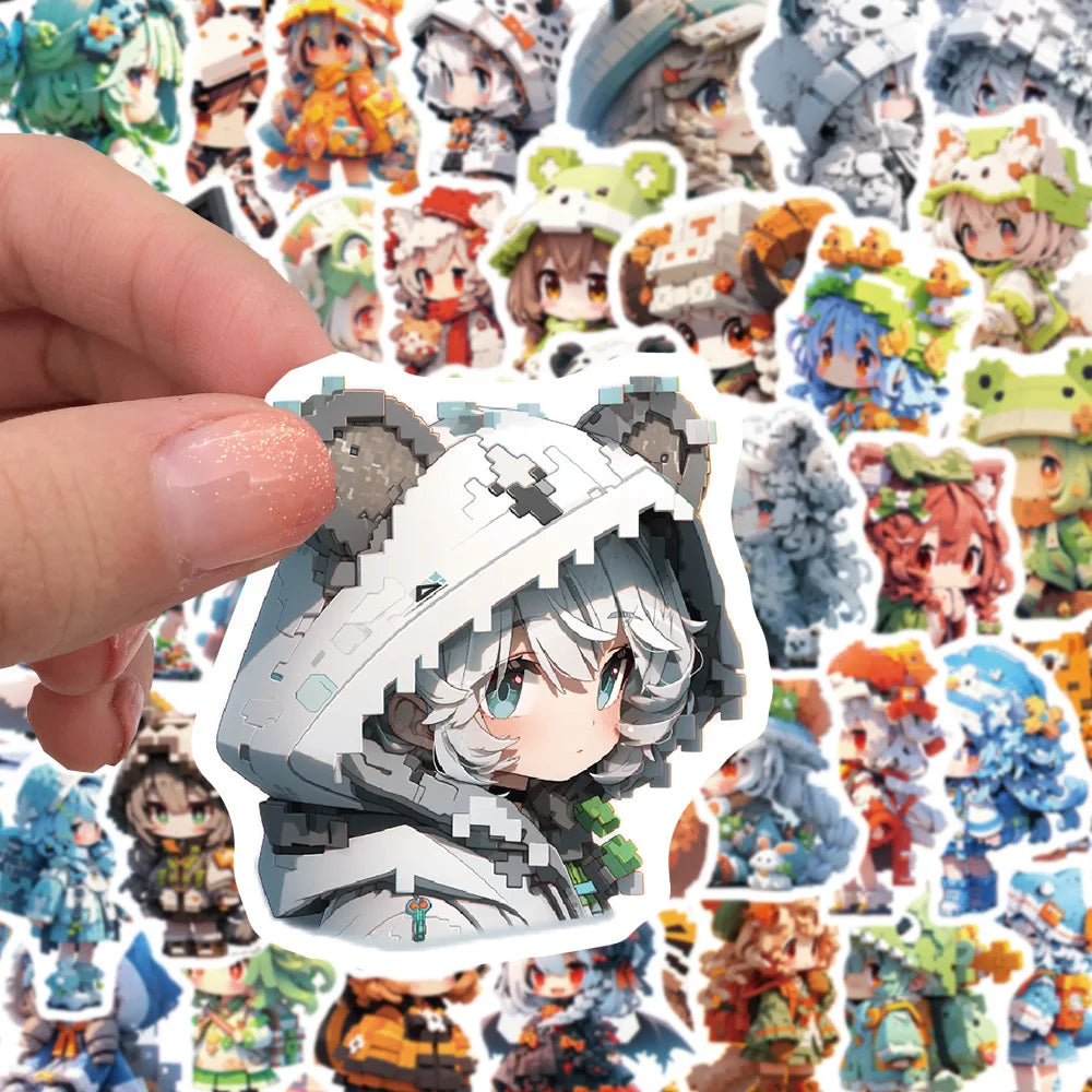 10/30/50PCS Pixel Animal Cartoon Girls Stickers Cute Graffiti Toys For Kids Motorcycle Luggage Suitcase Notebook Wall Decals Toy (ONLINE ORDER ONLY)