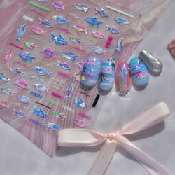 Deep Sea Animal Fish Shoal of Fish Whale Coral Dolphin Summer Beach Cute Jellyfish Bubble Bathyal Fauna Nail Art Stickers Decals (ONLINE ORDER ONLY)