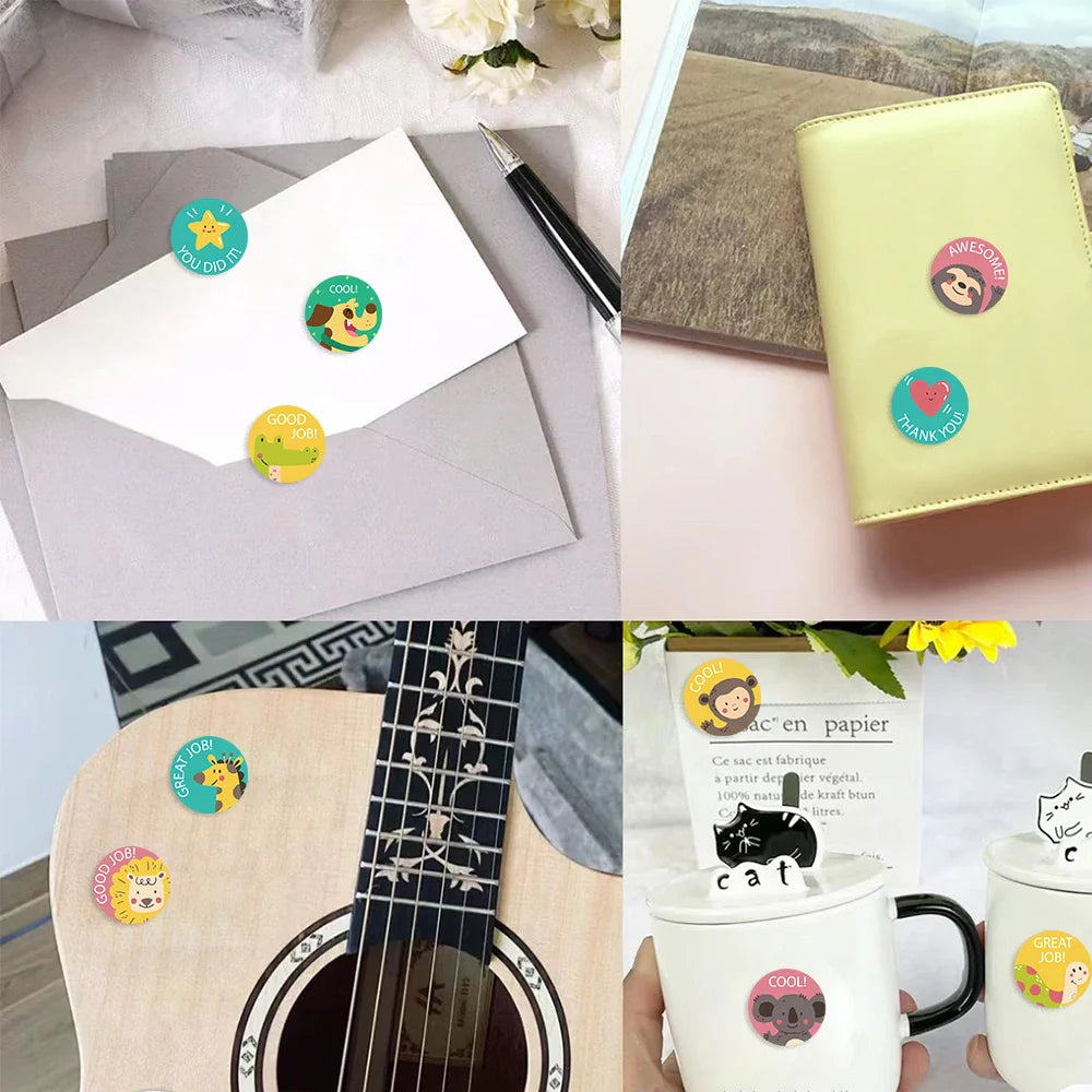 500pcs Teacher Awards Encourage Stickers Roll Cute Kawaii Kindergarten Children's Reward Sticker Gift Decorative Sticker (ONLINE ORDER ONLY)