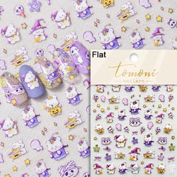 Cat Eye Halloween Terror Spider Cross Rose Love Heart Flower Snake Web Candy Bunny Thrilling Nail Art Stickers Manicure Decals (Online Order Only)
