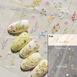 Hazy Feeling Bluestar-Amsonia Hubristic Blue Star Flower Floral Print 5D Soft Embossed Adhesive Nail Art Sticker Manicure Decals (ONLINE ORDER ONLY)