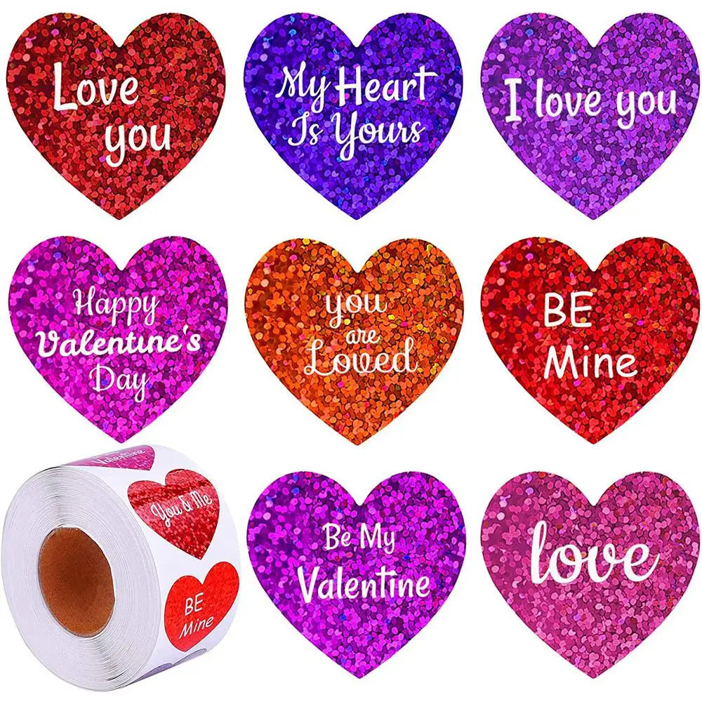 100-500pcs Valentine's Day stickers Heart Thank You adhesive label new year Birthday Party Handmade Decoration stickers (Online Order Only)