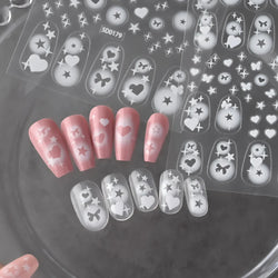 6Pcs 5D Heart Nail Stickers Self-Adhesive Frosted Design DIY Manicure Decors for Women Frosted Nail Decals %Valentine's Day #NK* (ONLINE ORDER ONLY)