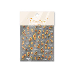 Embossed Shiny Vigor Sunflower Turnsole Vitality Butterfly Daisy Oil Painting Plant 5D Adhesive Nail Art Sticker Manicure Decals (ONLINE ORDER ONLY)