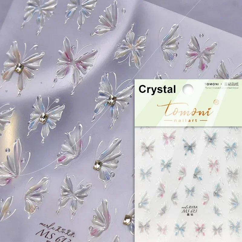 Dreamy Chic Butterfly Flower Bowknot Square Rhinestone Crystal 5D Self Adhesive Nail Art Stickers Fantasy Shiny Manicure Decals (ONLINE ORDER ONLY)
