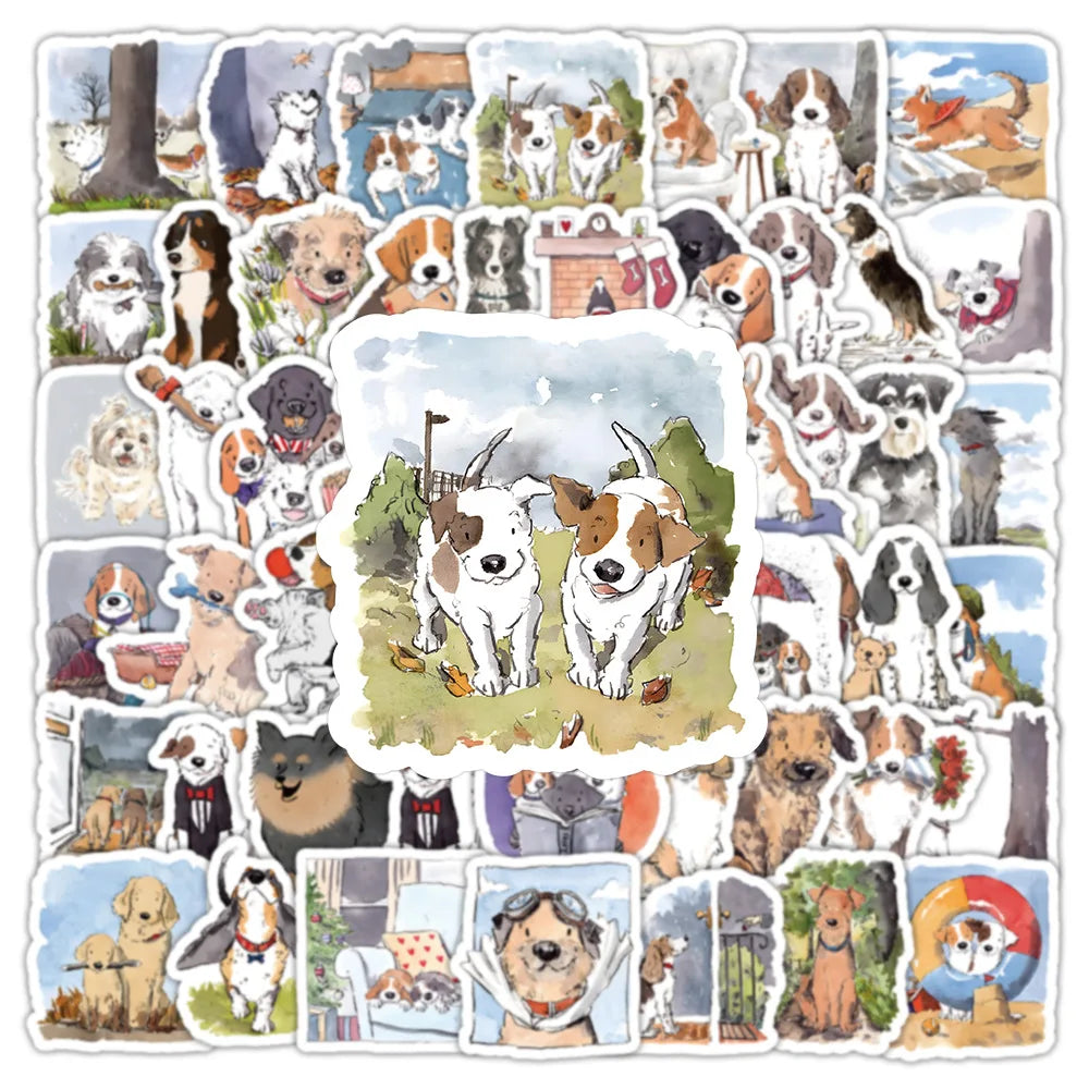 Dog Stickers Pack - Cartoon Animal Decals for Luggage, Laptop, Phone, Car, Bike, Skateboard, Kids Toy (ONLINE ORDER ONLY)