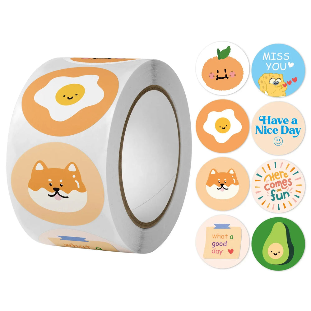 100-500pcs Round Cute Cartoon Rabbit Stickers Children Stationery Reward Stickers Gift Package Sealing Decor Labels (ONLINE ORDER ONLY)