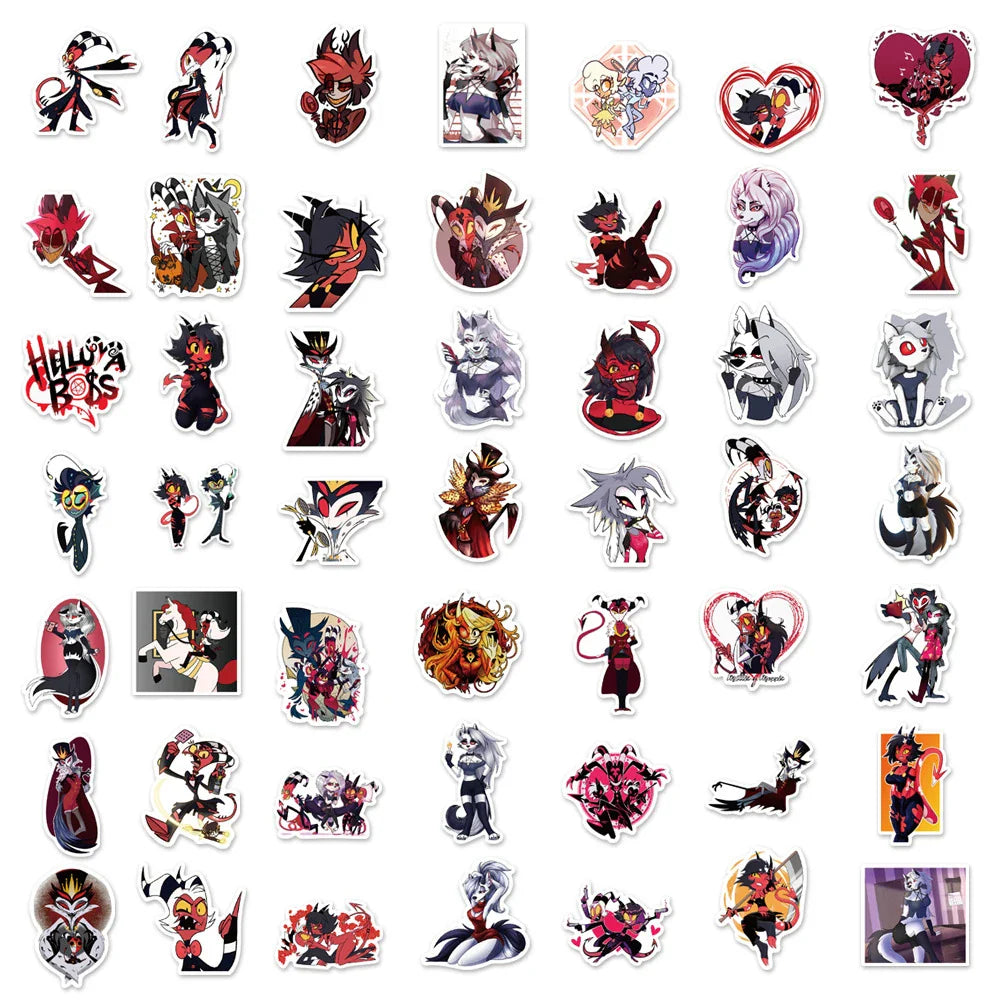 10/30/50/100pcs Anime HELLUVA Boss Graffiti Waterproof Stickers Notebook Laptop Suitcase Phone Cool Cartoon Sticker Kids Toys (Online Order Only)