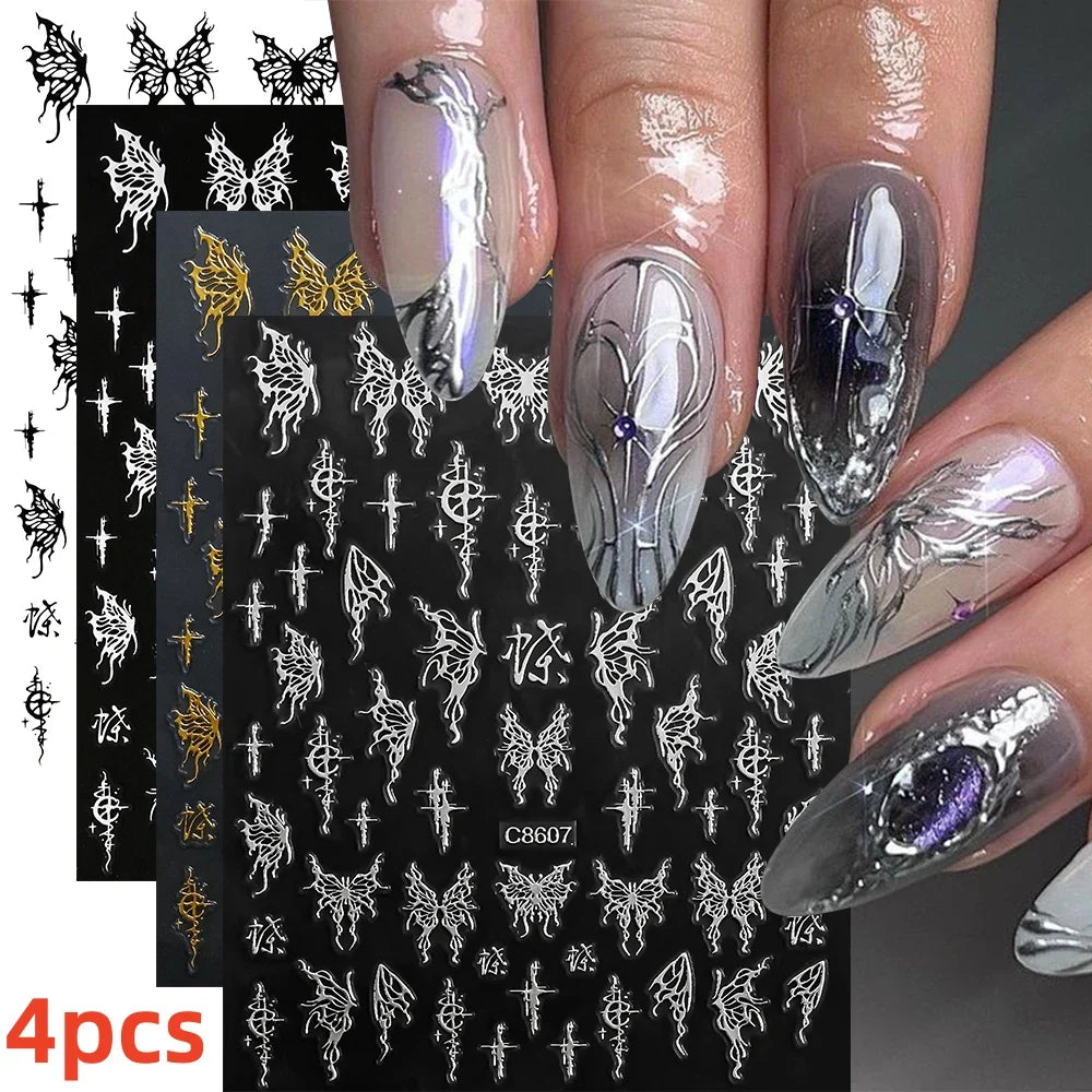 5/8Pcs 3D Hawaiian Flowers Nail Art Stickers Summer Decors with Tropical Leaves Slider Vibrant Pink & White Flowers for Parties* (ONLINE ORDER ONLY)