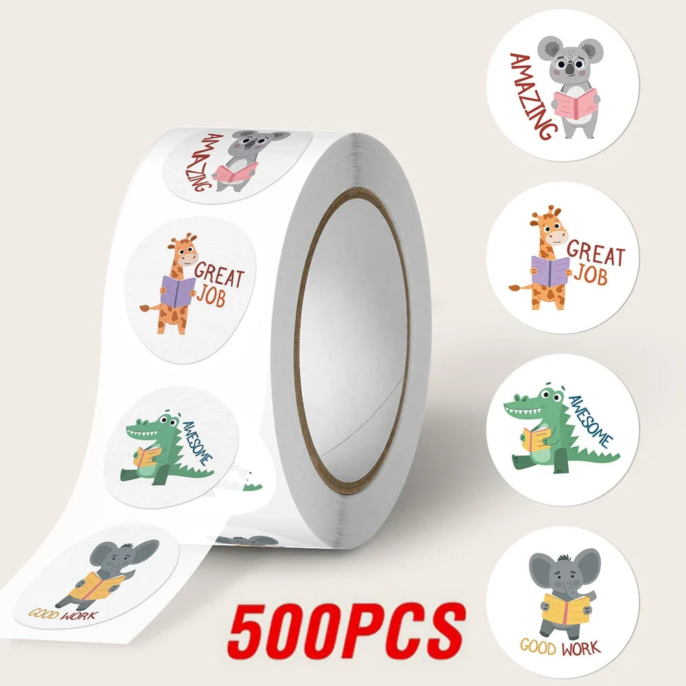 100-500pcs Cartoon Animal Sticker Reward Label Thank You Cute Game Sticker DIY Gift Sealing Label Decoration Supple (ONLINE ORDER ONLY)
