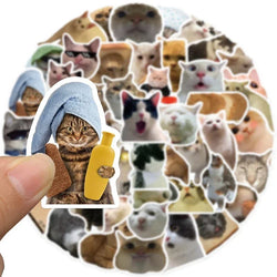 10/30/50PCS Kawaii Cat Mood PVC Graffiti Sticker Sticky Aesthetic Decorative Scrapbook DIY Child Phone Stationery Supply for Kid (Online Order Only)