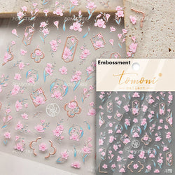 Graceful Peach Blossom Blessing Sachet Pretty Buckle Tassels Pendant Antique Radiant Adhesive Nail Art Stickers Manicure Decals (ONLINE ORDER ONLY)